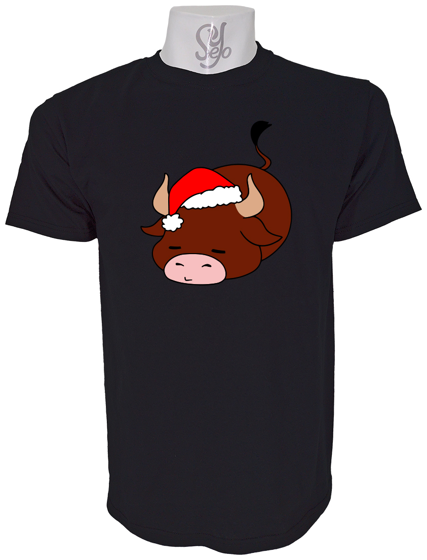 Polera de Hombre Vaca navideña dormida 4 Polera de Hombre Vaca navideña dormida