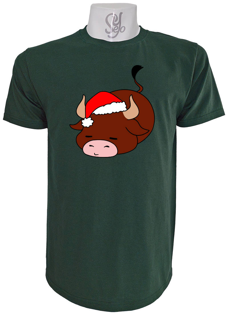 Polera de Hombre Vaca navideña dormida 8 Polera de Hombre Vaca navideña dormida