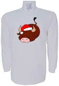 Polera De Hombre Manga Larga Vaca navideña dormida