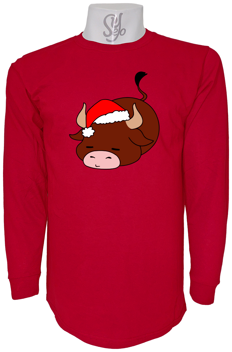 Polera De Hombre Manga Larga Vaca navideña dormida 5 Polera De Hombre Manga Larga Vaca navideña dormida