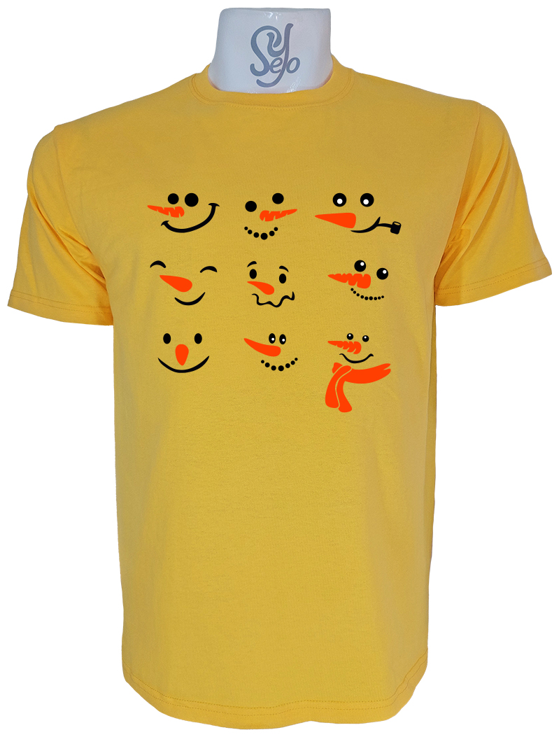 Polera de Hombre Caras de muñecos de nieve Feliz Navidad 7 Polera de Hombre Caras de muñecos de nieve Feliz Navidad