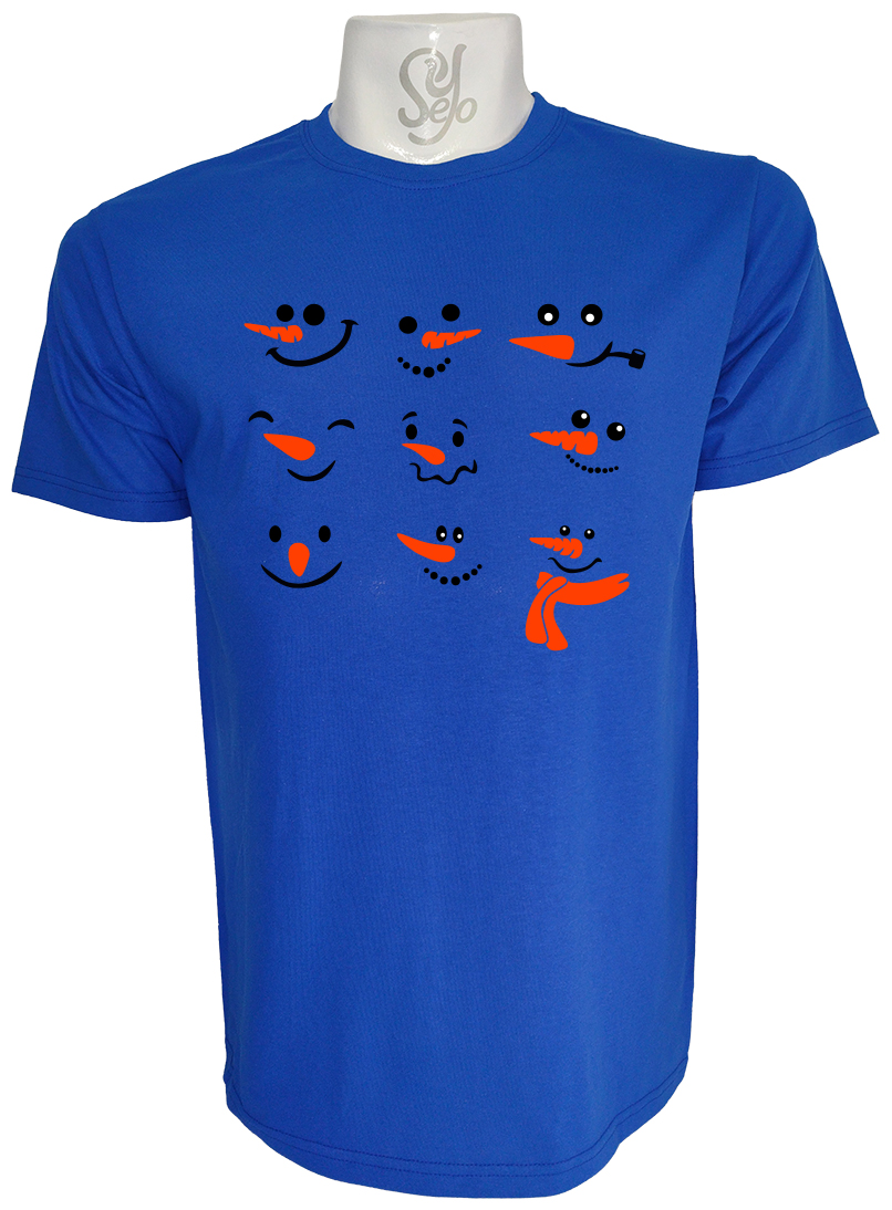 Polera de Hombre Caras de muñecos de nieve Feliz Navidad 2 Polera de Hombre Caras de muñecos de nieve Feliz Navidad