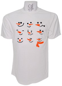 Polera de Hombre Caras de muñecos de nieve Feliz Navidad
