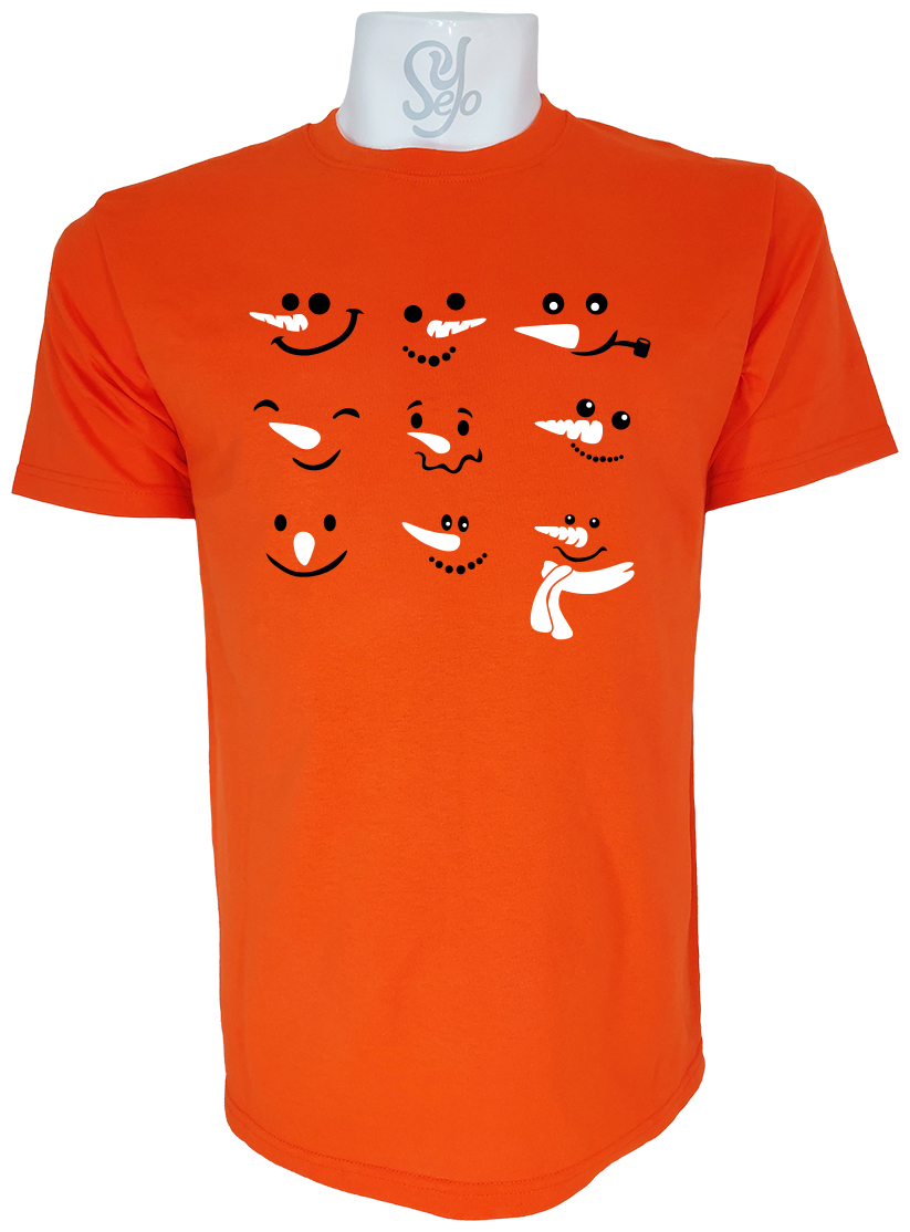 Polera de Hombre Caras de muñecos de nieve Feliz Navidad 5 Polera de Hombre Caras de muñecos de nieve Feliz Navidad