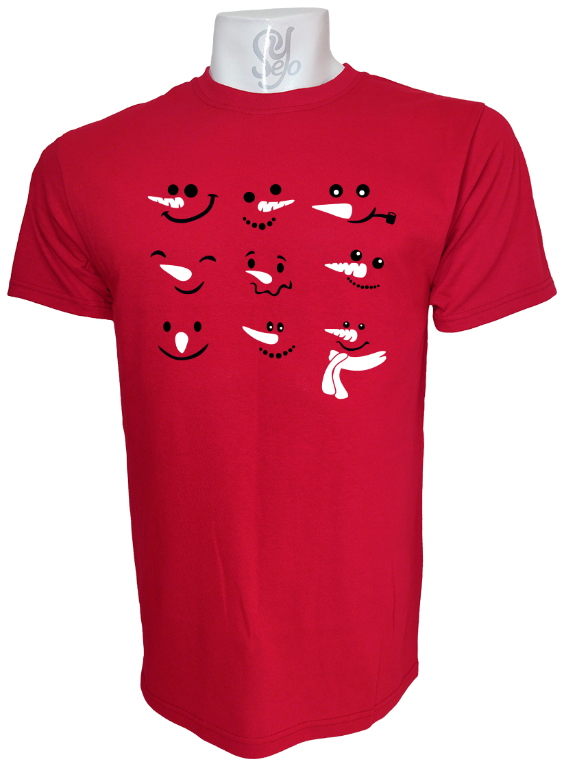 Polera de Hombre Caras de muñecos de nieve Feliz Navidad 6 Polera de Hombre Caras de muñecos de nieve Feliz Navidad