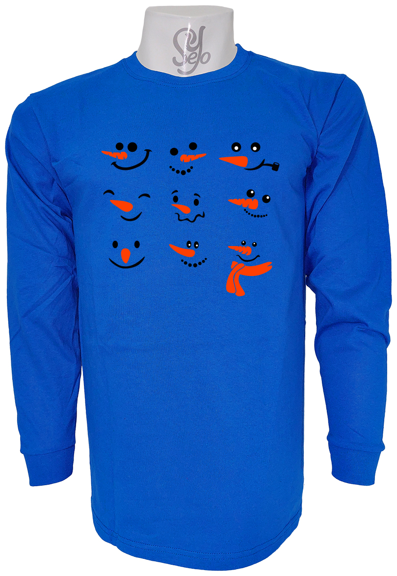 Polera De Hombre Manga Larga Caras de muñecos de nieve Feliz Navidad 4 Polera De Hombre Manga Larga Caras de muñecos de nieve Feliz Navidad