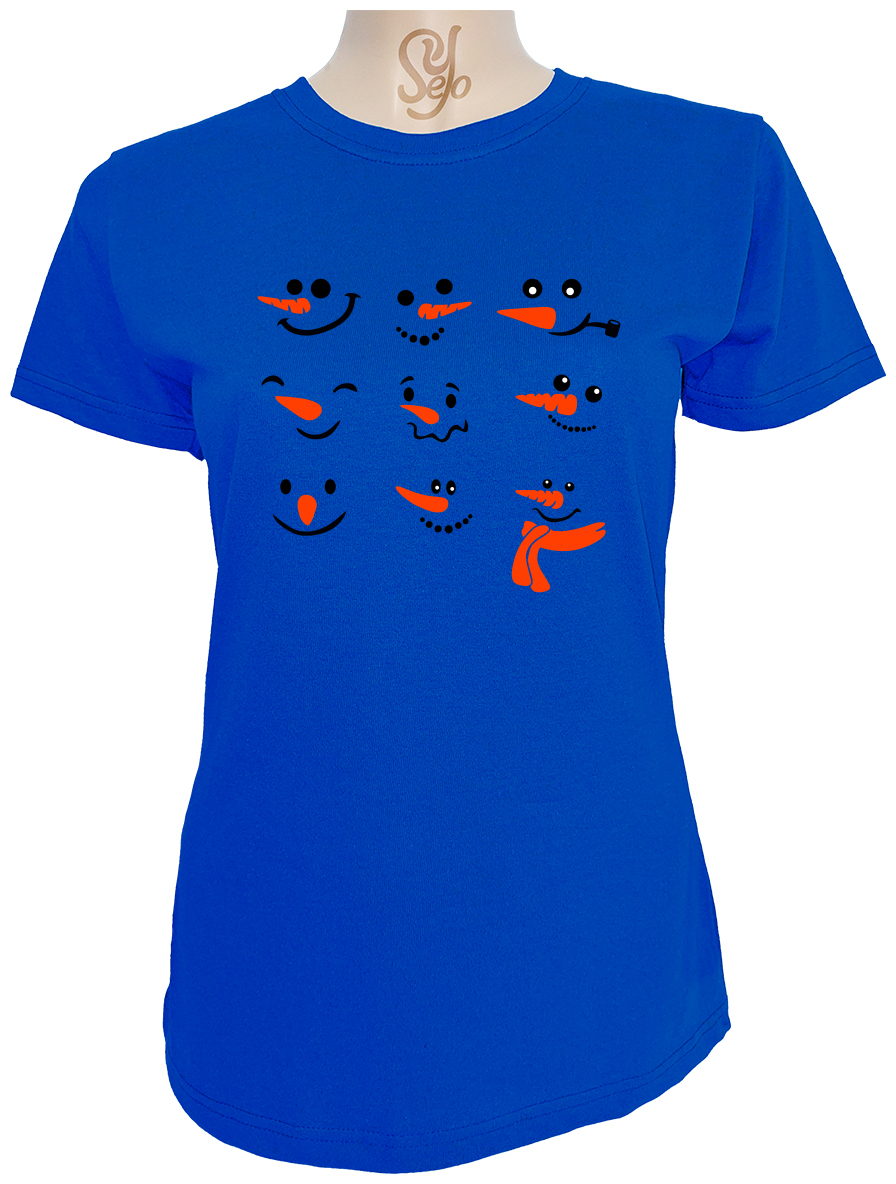 Polera De Mujer Caras de muñecos de nieve Feliz Navidad 4 Polera De Mujer Caras de muñecos de nieve Feliz Navidad