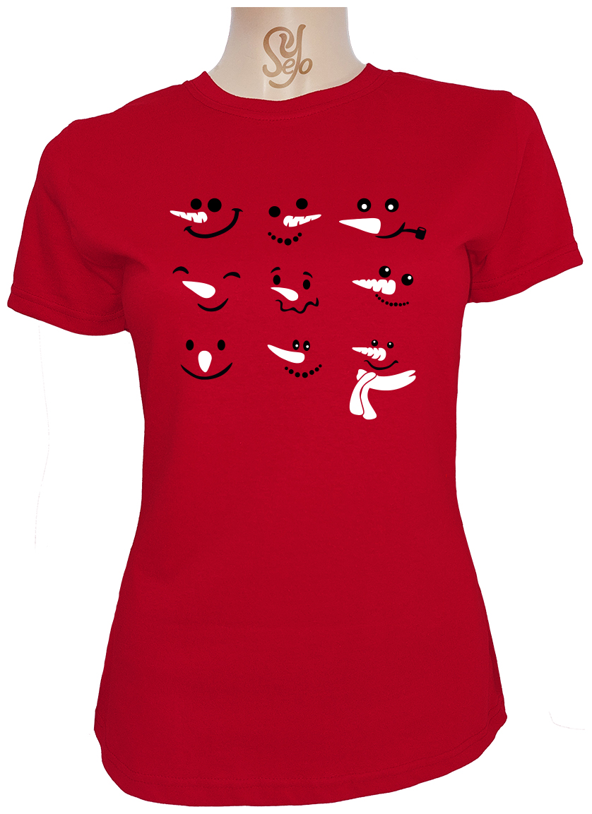 Polera De Mujer Caras de muñecos de nieve Feliz Navidad 5 Polera De Mujer Caras de muñecos de nieve Feliz Navidad