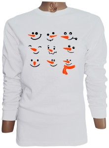 Polera De Mujer Manga Larga Caras de muñecos de nieve Feliz Navidad