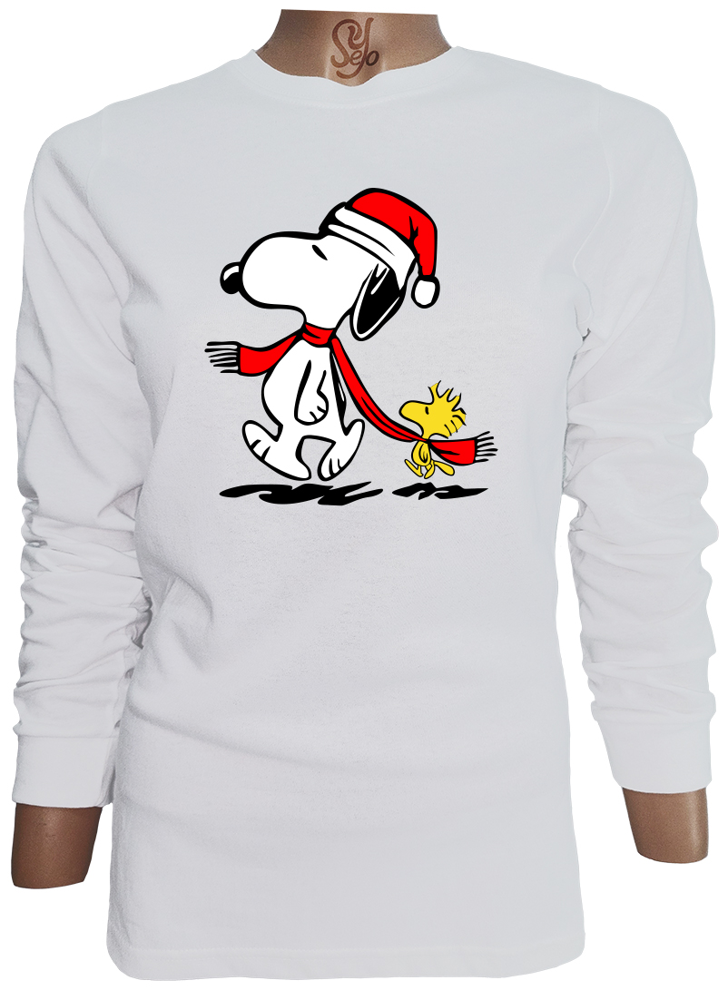 Polera De Mujer Manga Larga Snoopy en Navidad con Bufanda 1 Polera De Mujer Manga Larga Snoopy en Navidad con Bufanda
