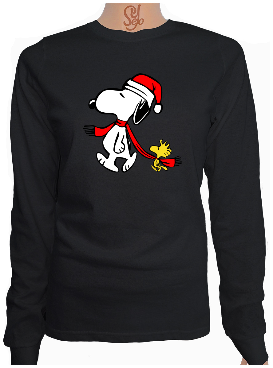 Polera De Mujer Manga Larga Snoopy en Navidad con Bufanda 2 Polera De Mujer Manga Larga Snoopy en Navidad con Bufanda
