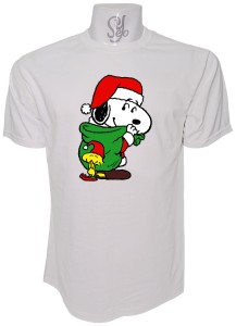 Polera de Hombre Snoopy en Navidad con saco de regalos