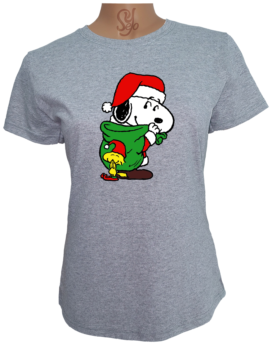 Polera De Mujer Snoopy en Navidad con saco de regalos 2 Polera De Mujer Snoopy en Navidad con saco de regalos