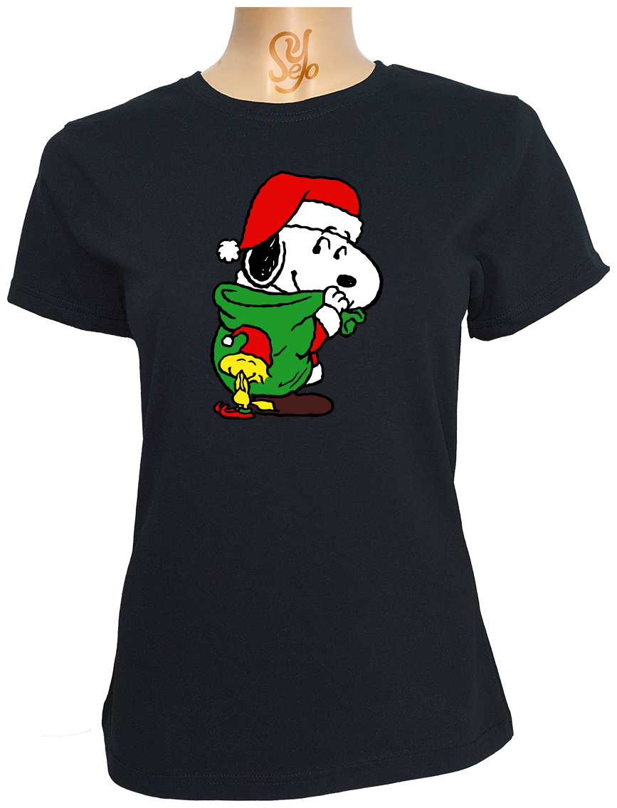 Polera De Mujer Snoopy en Navidad con saco de regalos 3 Polera De Mujer Snoopy en Navidad con saco de regalos