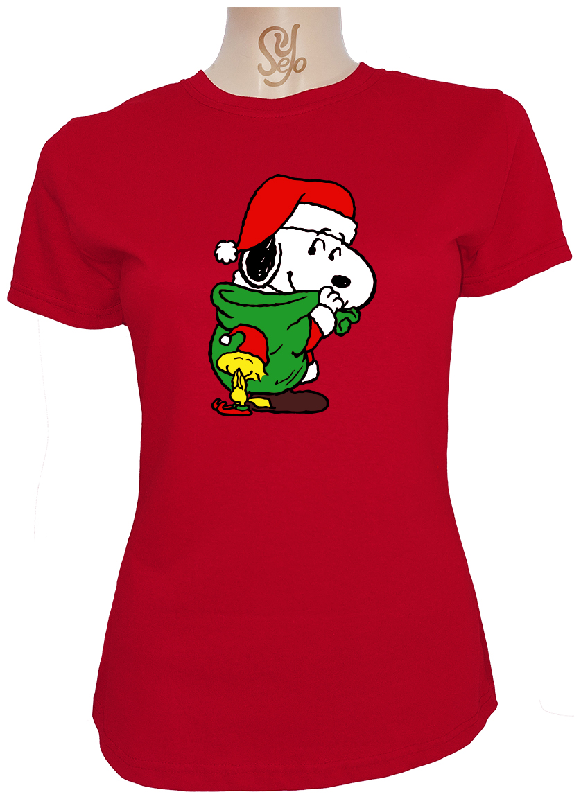 Polera De Mujer Snoopy en Navidad con saco de regalos 5 Polera De Mujer Snoopy en Navidad con saco de regalos