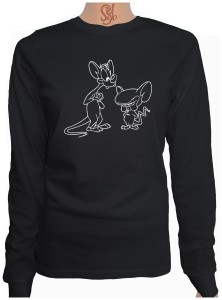 Polera De Mujer Manga Larga Pinky y Cerebro estilo tattoo