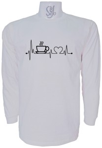 Polera De Hombre Manga Larga Electrocardiograma Amantes del Café