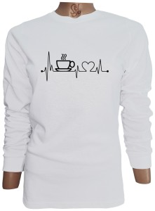 Polera De Mujer Manga Larga Electrocardiograma Amantes del Café