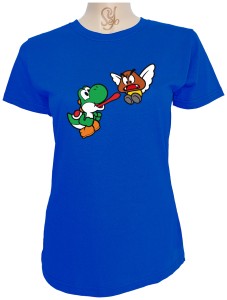 Polera De Mujer Yoshi Contra Goomba Alado