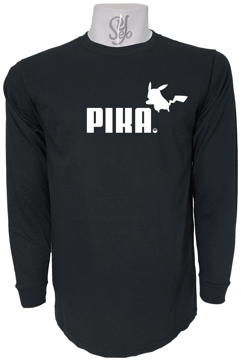 Polera De Hombre Manga Larga pika pikachu pokemon puma 1 Polera De Hombre Manga Larga pika pikachu pokemon puma