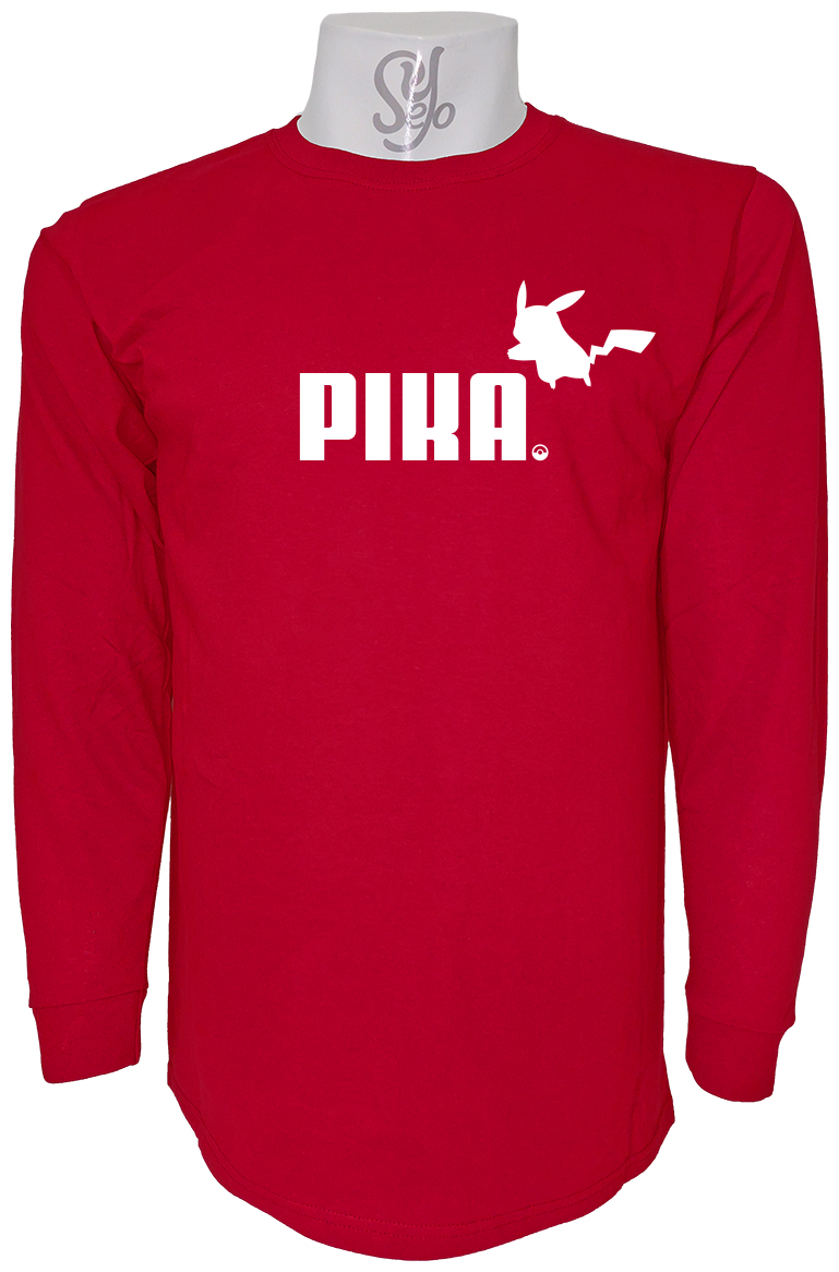 Polera De Hombre Manga Larga pika pikachu pokemon puma 5 Polera De Hombre Manga Larga pika pikachu pokemon puma