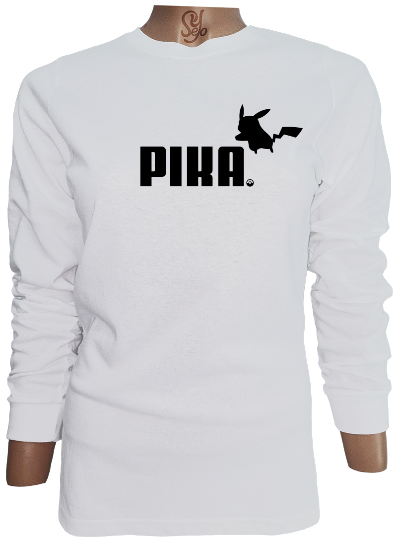 Polera De Mujer Manga Larga pika pikachu pokemon puma 2 Polera De Mujer Manga Larga pika pikachu pokemon puma
