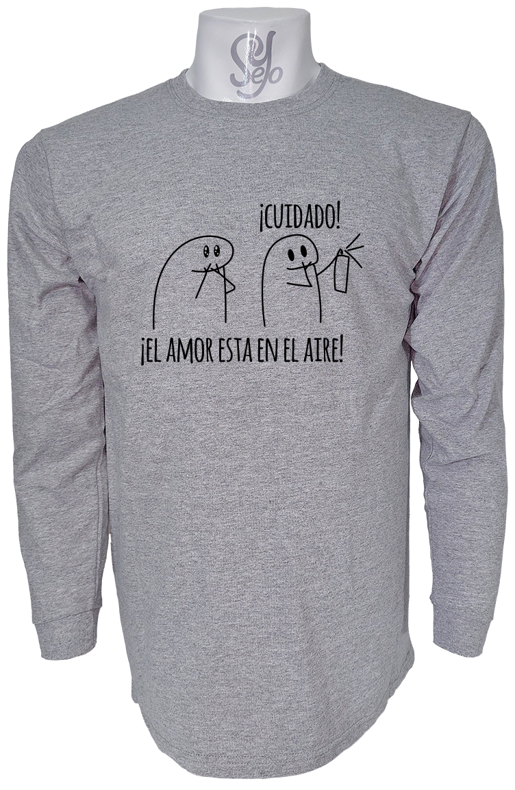 Polera De Hombre Manga Larga Cuidado el Amor Esta En El Aire 2 Polera De Hombre Manga Larga Cuidado el Amor Esta En El Aire