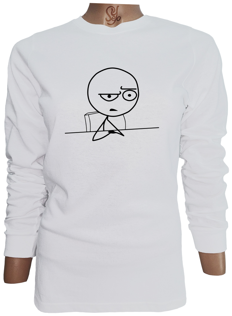 Polera De Mujer Manga Larga Meme troll face En La Mesa 1 Polera De Mujer Manga Larga Meme troll face En La Mesa