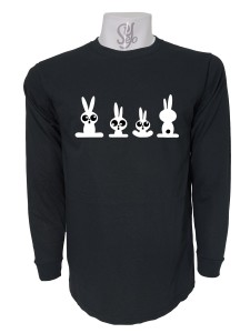 Polera De Hombre Manga Larga Cuatro Conejos Amantes De Los Animales