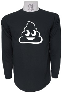 Polera De Hombre Manga Larga Emoji Caca Con Ojos la caquita feliz