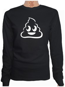 Polera De Mujer Manga Larga Emoji Caca Con Ojos la caquita feliz